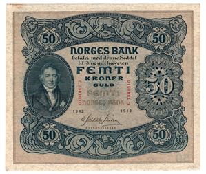 50 kroner 1943 C.7341010. Kv.1+