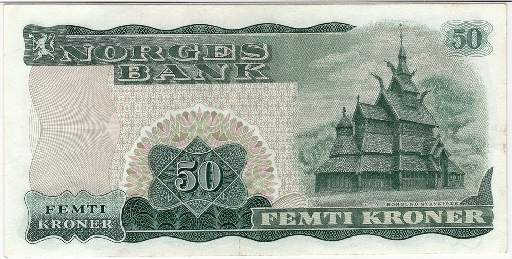 50 kroner 1972 X.3074965. Erstatningsseddel. R-seddel. Kv.01