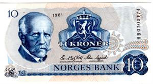 10 kroner 1981 HB erstatning Kv.0