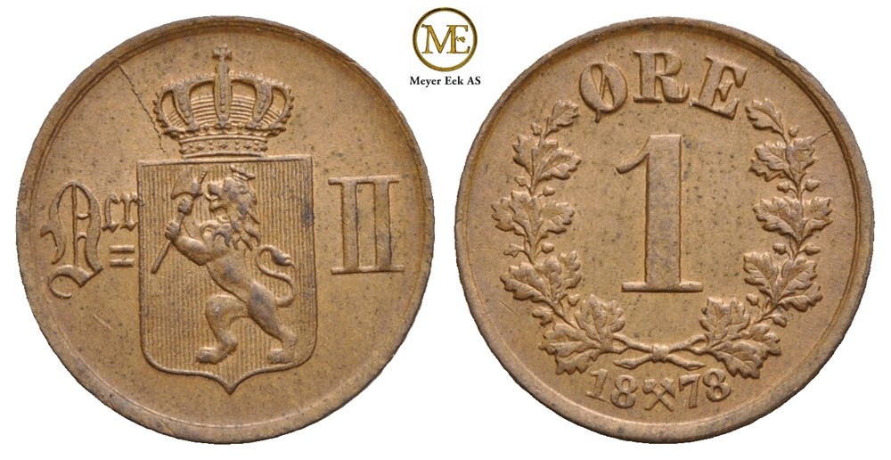 1 øre 1878 Oscar II. Kv.0