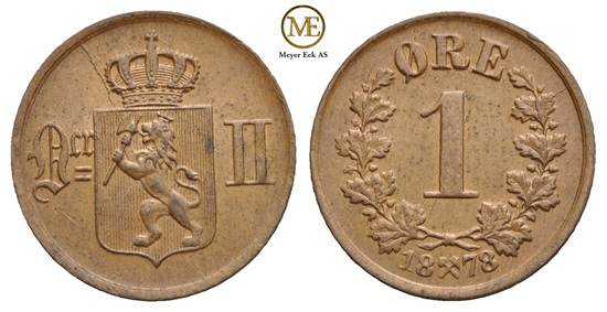 1 øre 1878 Oscar II. Kv.0