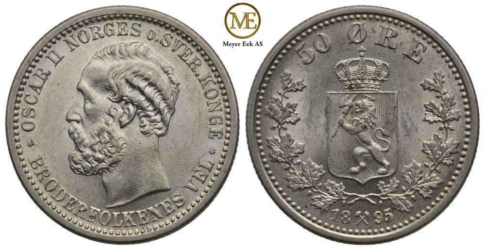 50 øre 1895 Oscar II. Kv.0