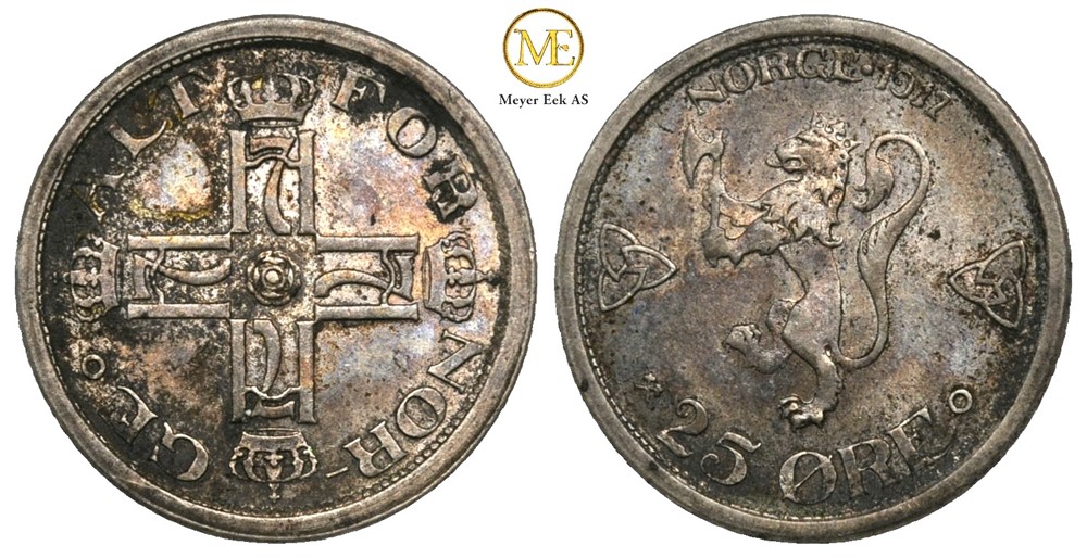 25 øre 1917 Haakon VII. Kv.0/01