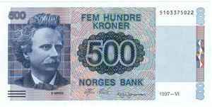 500 kroner 1997. Kv.0