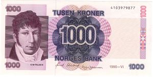 1000 kroner 1990. Kv.0