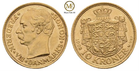 10 kroner 1908 Frederik VIII. Kv.0/01