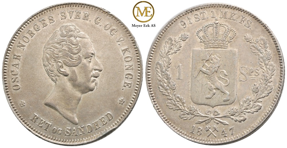 Speciedaler 1847 Oscar I. Kv.01