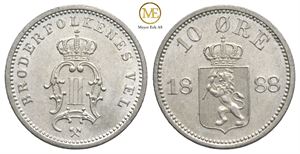 10 øre 1888 Oscar II. Kv.0