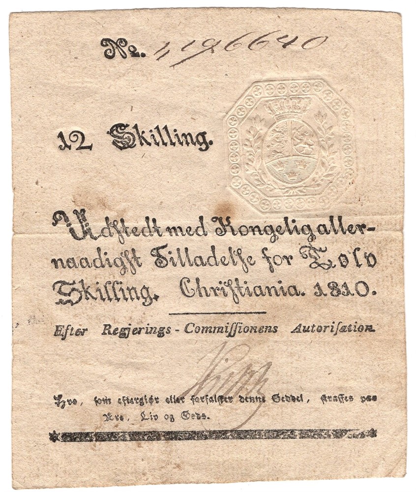 12 skilling 1810 No.196640. Kv.1+/01