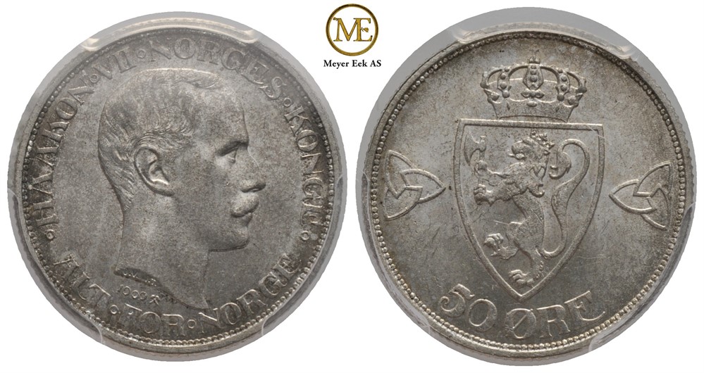 50 øre 1909 Haakon VII. Kv.0