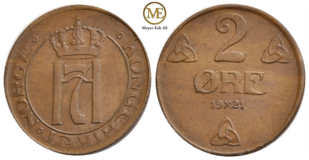 2 øre 1921 Haakon VII. Kv.0