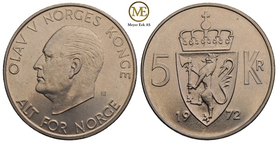5 kroner 1972 Olav V. Prakteksemplar