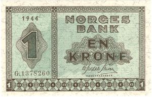 1 krone 1944 G.1378260. Kv.0