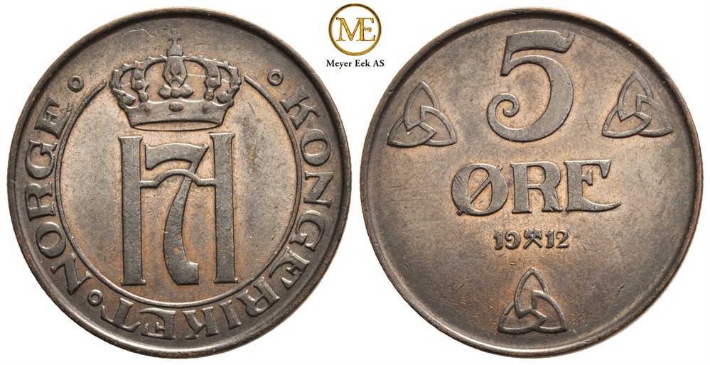 5 øre 1912 Haakon VII. Kv.0/01