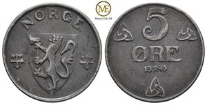 5 øre 1945 Haakon VII. Kv.01