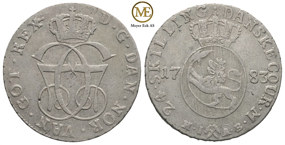 24 skilling 1783 Christian VII. Kv.1/1+
