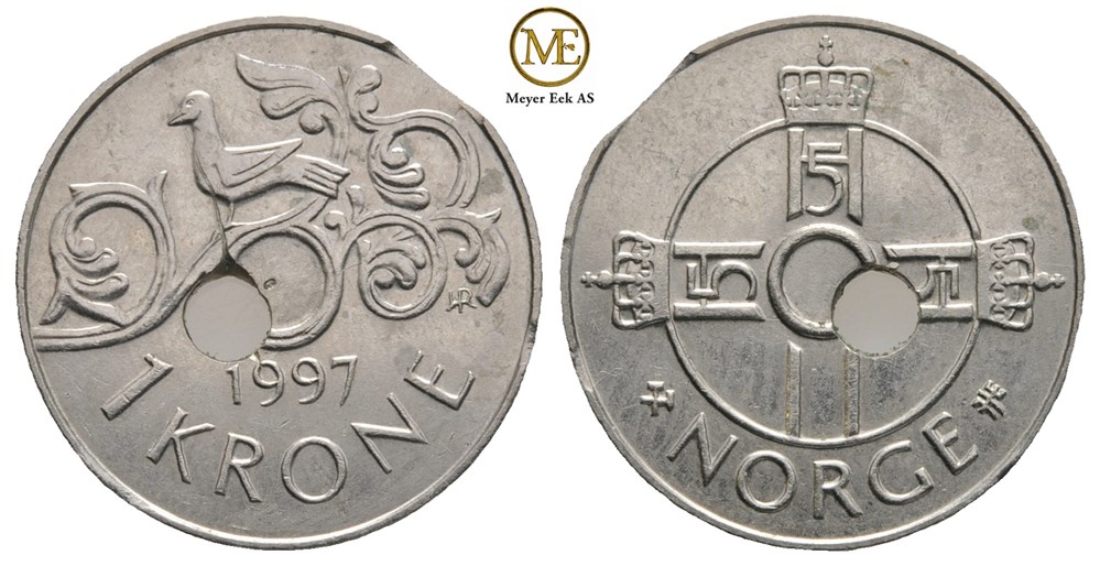 1 krone 1997. Feilpreg