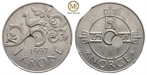 1 krone 1997. Feilpreg