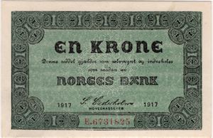 1 krone 1917 E.6731825. 63 EPQ. Kv.0