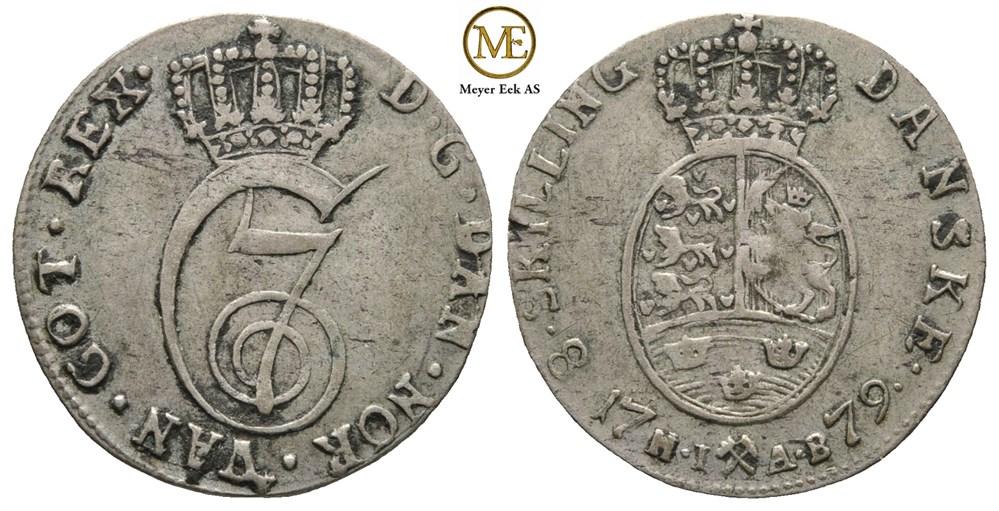 8 skilling 1779 Christian VII. Kv.1/1+