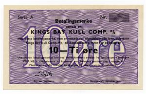 Kings Bay Kull kompani 10 øre betalingsmerke 1947/48 A blankett