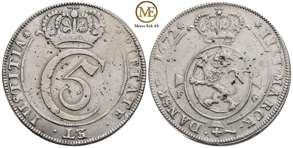 4 mark 1672 Christian V. Kv.1+