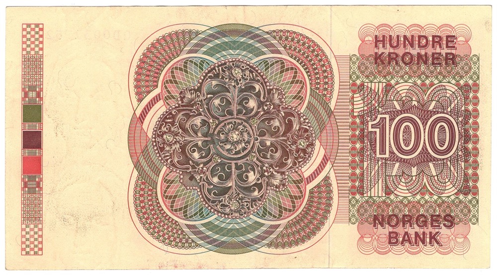 100 kroner 1977 QD. Erstatningsseddel. Kv.1+/01