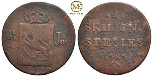 1 skilling 1828 Carl XIV Johan. Kv.1/1-