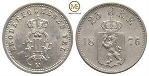 25 øre 1876 Oscar II. Kv.0