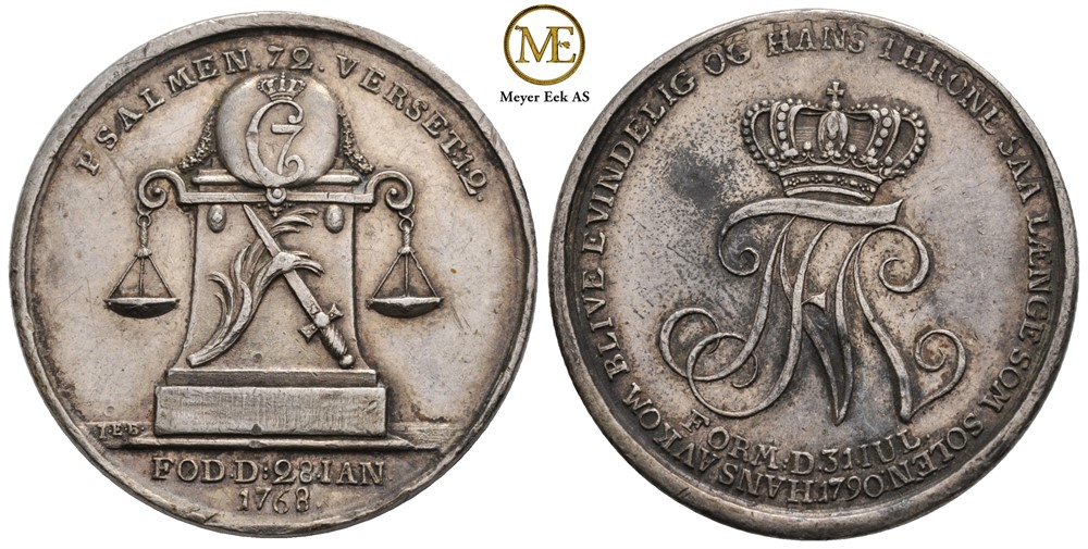 Bryllups medalje 1790 av Kronprins Frederik og prinsesse Sophie Friederika von Hessen-Kassel. Kv.01