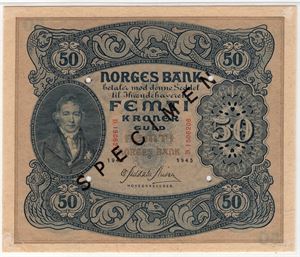 50 kroner 1945 D.1506206 specimen. Kv.01