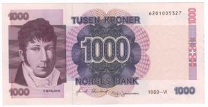 1000 kroner 1989. Kv.0