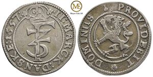 2 mark 1657 Frederik III. Kv.1+