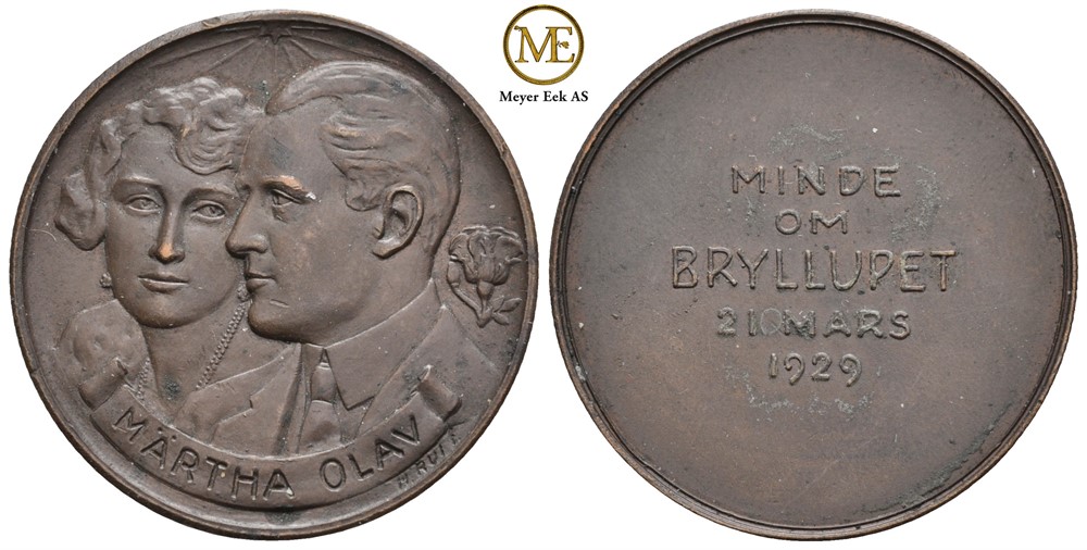Minnemedalje Olav og Martha 1929. Bronse. Kv.0/01