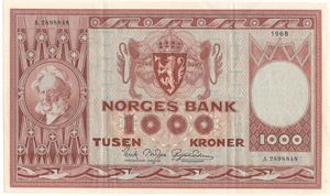 1000 kroner 1968 A.2898848. Kv.1+