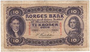 10 kroner 1923 K.3450282. Kv.1