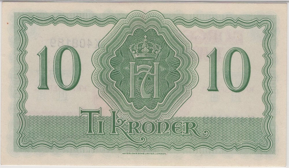 10 kroner 1944 X.408189 London utg. Kv.0