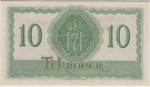 10 kroner 1944 X.408189 London utg. Kv.0