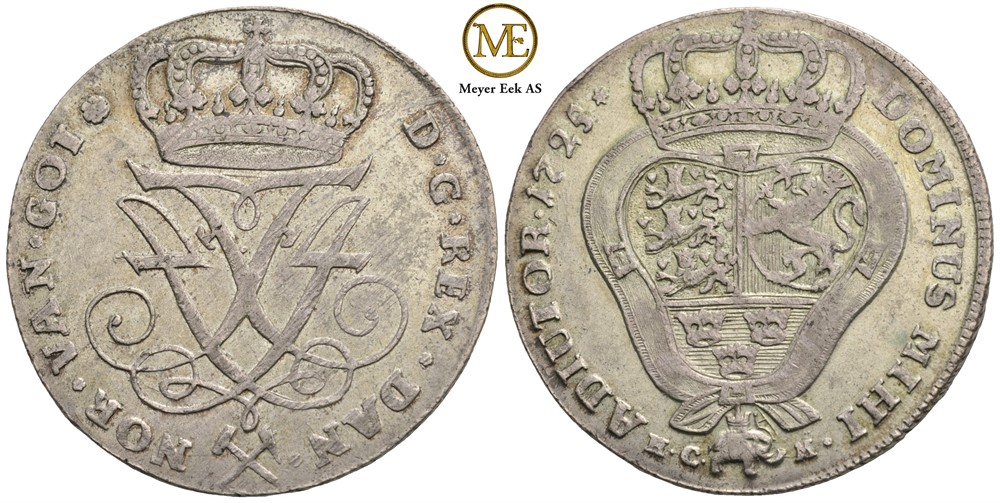 4 mark 1725 Frederik IV. Kv.1+/01