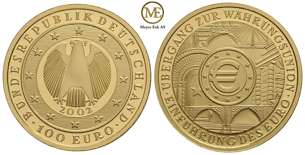 100 euro 2002 Tyskland. Innføring av eurovaluta. Proof