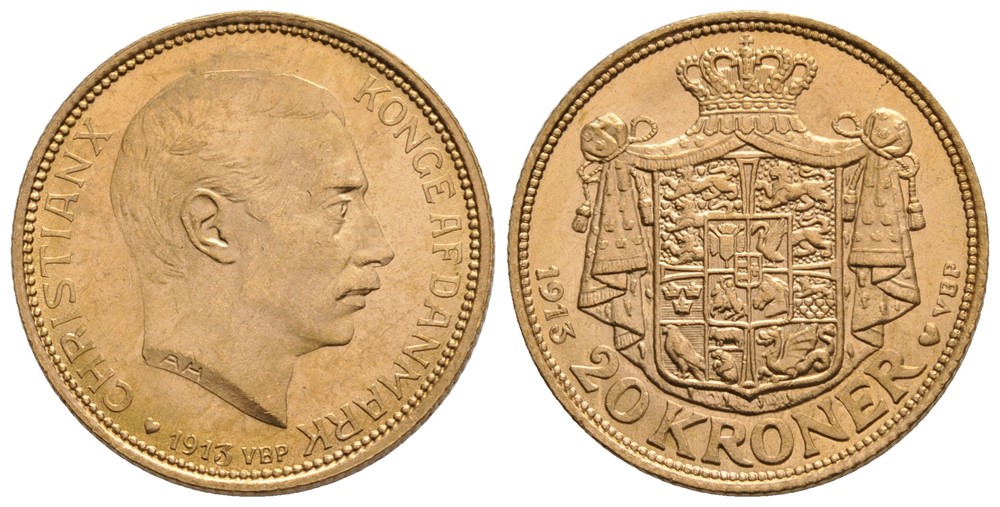 20 kroner 1913 Christian X. Kv.0/01