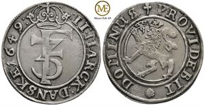 2 mark 1649 Frederik III. Kv.1+