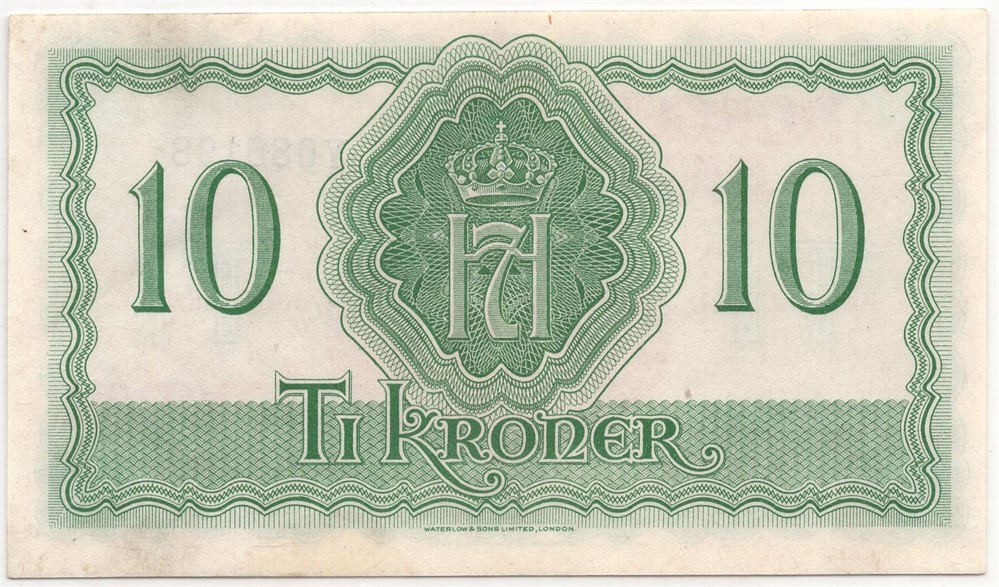 10 kroner 1944 Y.088198 London utg. Kv.0/01