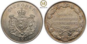 2 kroner 1907 m/gevær. Haakon VII. Kv.0/01