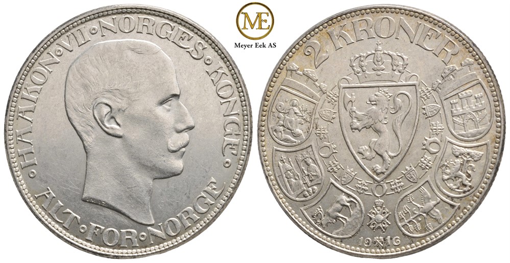 2 kroner 1916 Haakon VII. Kv.01