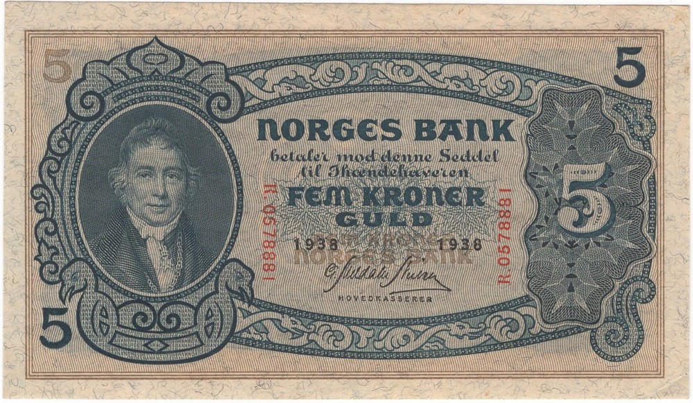 5 kroner 1938 R.0578881. Kv.0/01