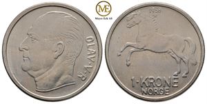 1 krone 1958 Olav V. Kv.0/01