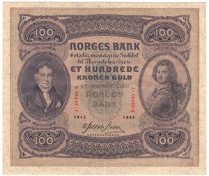 100 kroner 1942 B.9824217. Kv.1+/01