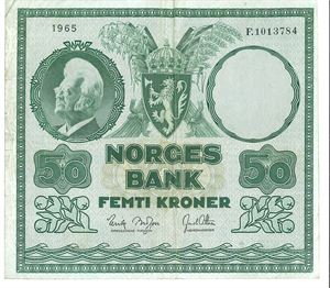 50 kroner 1965 F. 1013784. Kv.1-