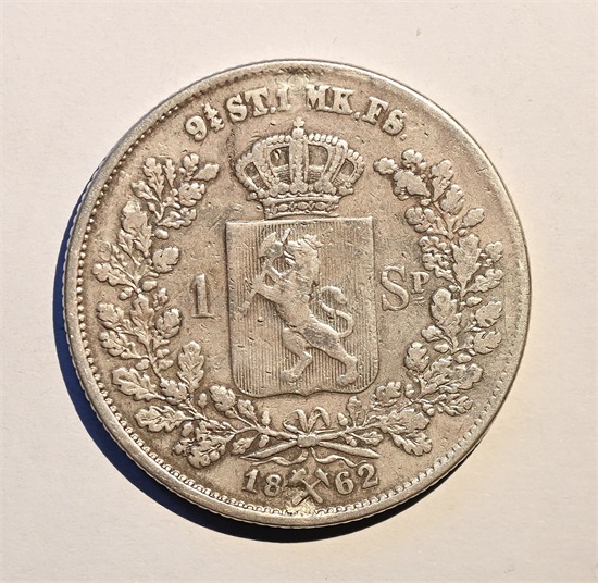 Norge 1 speciedaler 1862 kv. 1